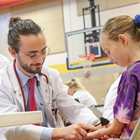 KCU Joplin medical student screen elementary student